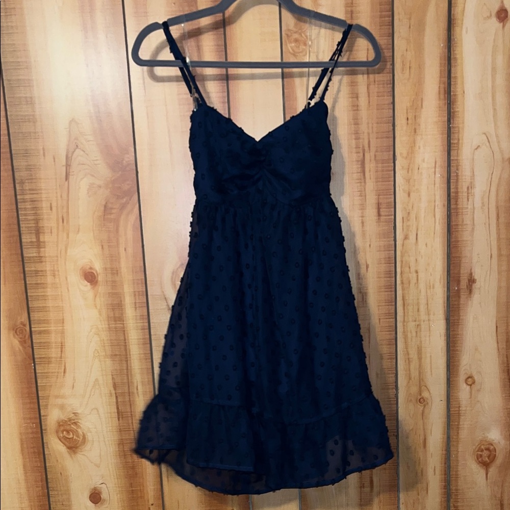 Elegant Navy Blue Spaghetti Strap Dress